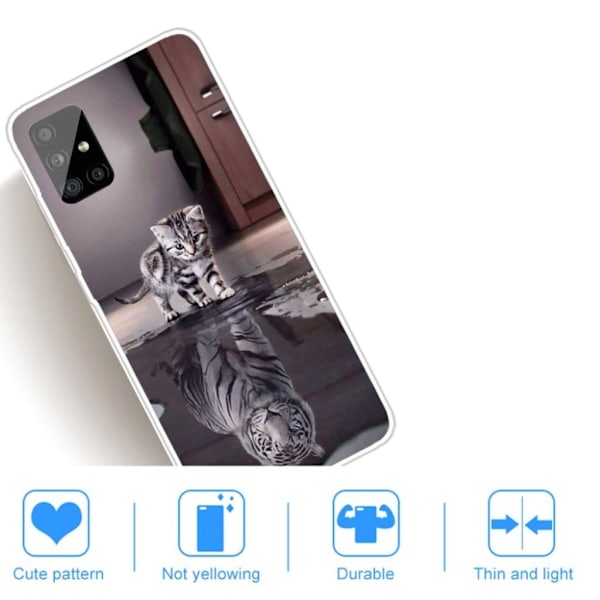 Deco Samsung Galaxy A51 kuoret - Kissa ja heijastus Multicolor