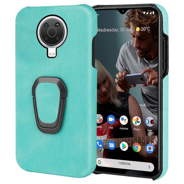 Stötsäkert läderfodral med oval kickstand för Nokia G20 - Matcha Grön Grön