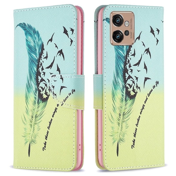 Wonderland Motorola Moto G32 Flip Etui - Fjer Green