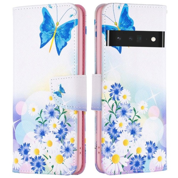 Wonderland Google Pixel 7 Pro flip etui - Sommerfugl Og Blomster Multicolor