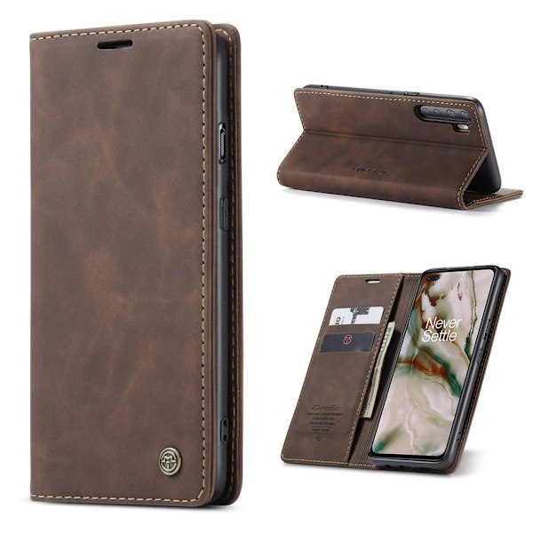 CaseMe OnePlus Nord vintage-kotelo - Kahvi Brown