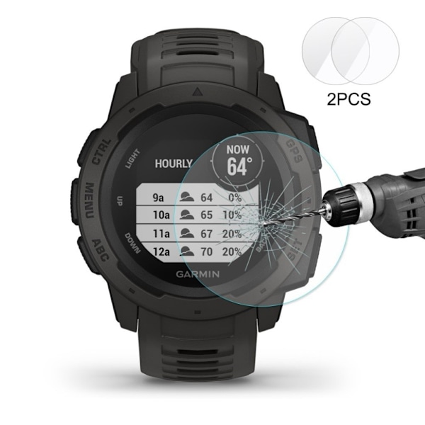 Garmin Instinct HAT PRINCE kristall klart skärm skydd av härdat glas - Transparent 2st Transparent