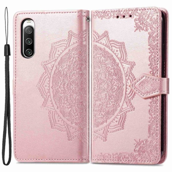 Mandala läder Sony Xperia 10 IV fodral - Rosa Rosa