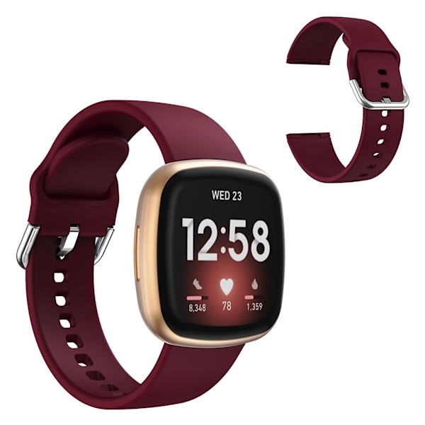 Fitbit Versa 3 simple silikon klockarmband - vinröd Röd