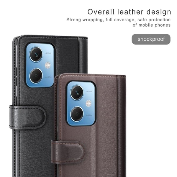 Aito nahkakotelo luottokorttipaikoilla Xiaomi Redmi Note 12 - Ruskea Brown