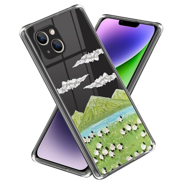 Deco iPhone 14 skal - Oljemålning Lamm Grön