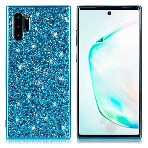 Glitter Samsung Galaxy Note 10 Plus skal - Blå Blå