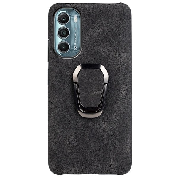 Stødsikkert lædercover med oval kickstand til Motorola Moto G Stylus 5G (2022) - Sort Black