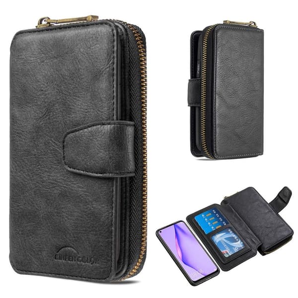 Zipper pung Huawei P40 Lite / Nova 6 SE flip etui - Sort Black