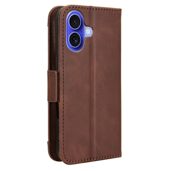 Moderne iPhone 16 læderetui med pung - Brun Brown