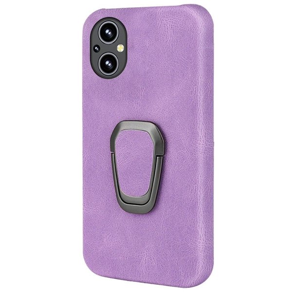 Shockproof leather cover with oval kickstand for OnePlus Nord N2 Purple