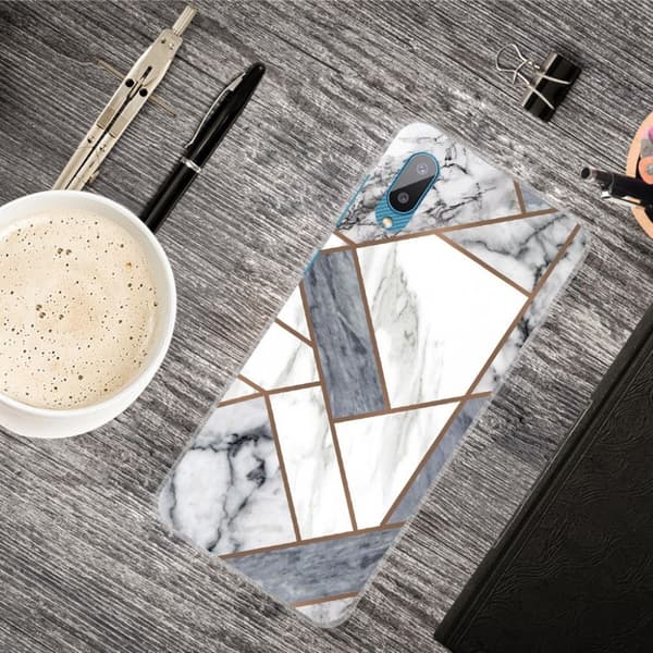 Marble Samsung Galaxy M02 / A02 Etui - Grå / Hvit Klinkekule Tile White