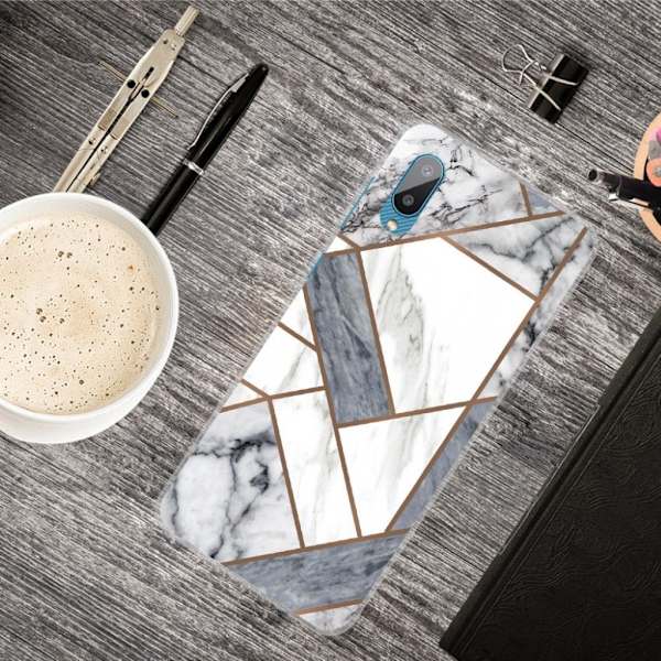 Marble Samsung Galaxy M02 / A02 Etui - Grå / White Marble Tile White