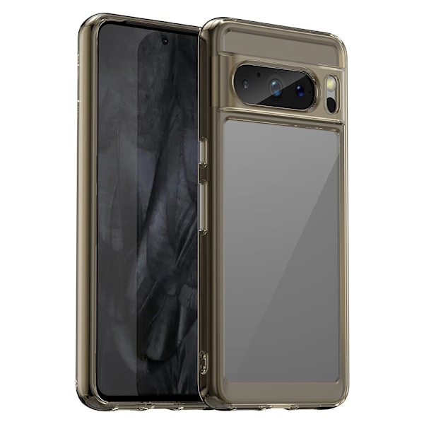 Google Pixel 8 Pro älykäs akryylikansi - Läpinäkyvä Harmaa Silver grey