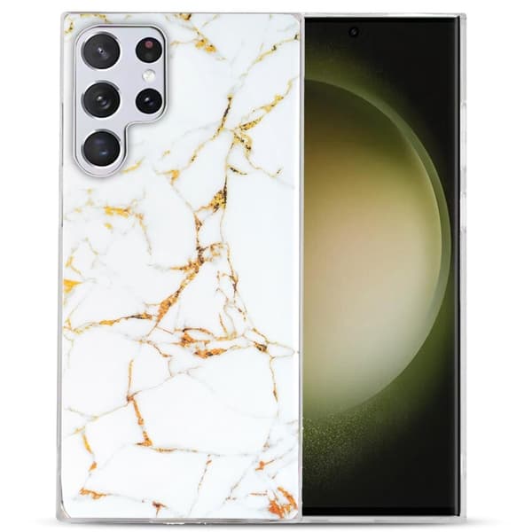 Marble Samsung Galaxy S23 Ultra Etui - Hvit White