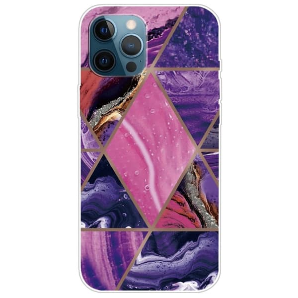 Marble design iPhone 14 Pro Max kotelot - Violetti Ja Ruusu Marmori Multicolor