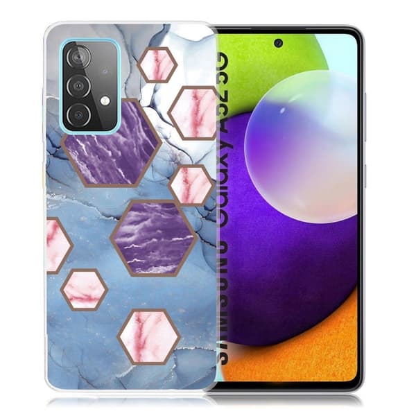 Marble design Samsung Galaxy A52 5G cover - Sekskantede Fragmenter I Blå Multicolor