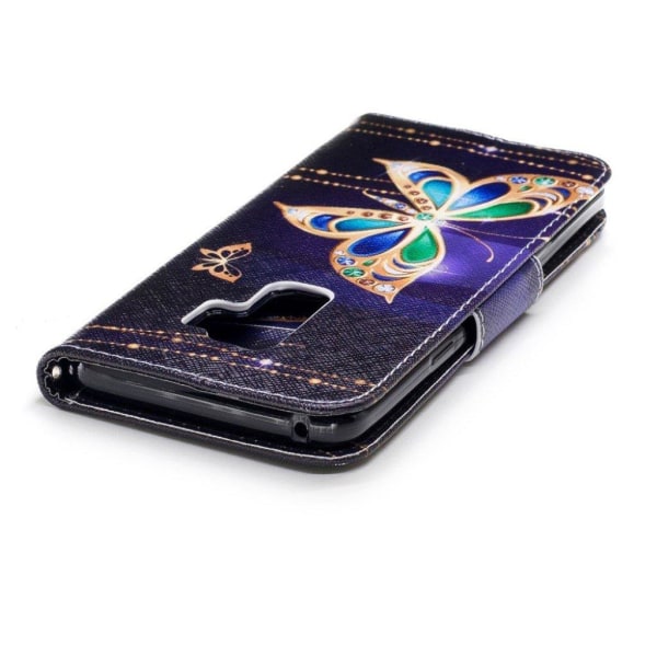 Samsung Galaxy S9 Plus Printet Mønster PU læder flip etui - Diamant Sommerfugl Multicolor