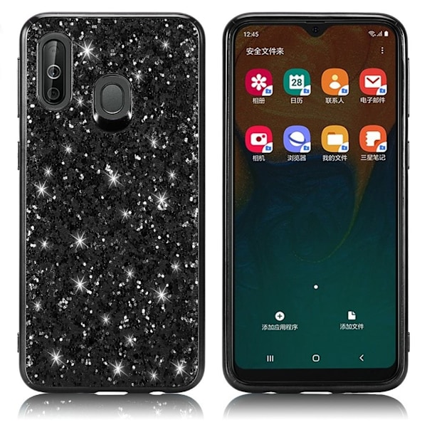 Glitter Samsung Galaxy A40 skal - Svart Svart