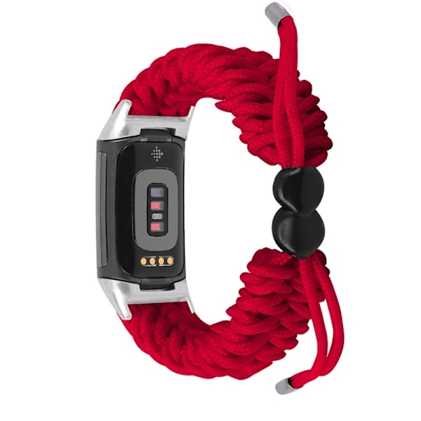 Fitbit Charge 5 elastinen nailon kellonhihna - Punainen Red