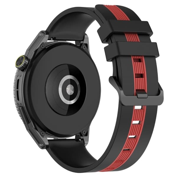 22mm Universal dual-color silikone urrem - Sort / Rød Red