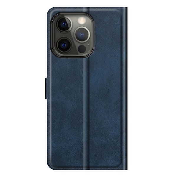Hållbart konstläder iPhone 13 Pro Max fodral med plånbok - Blå Blå