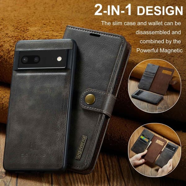 DG.Ming Google Pixel 7 2-in-1 Lommebok Etui - Grå Silver grey