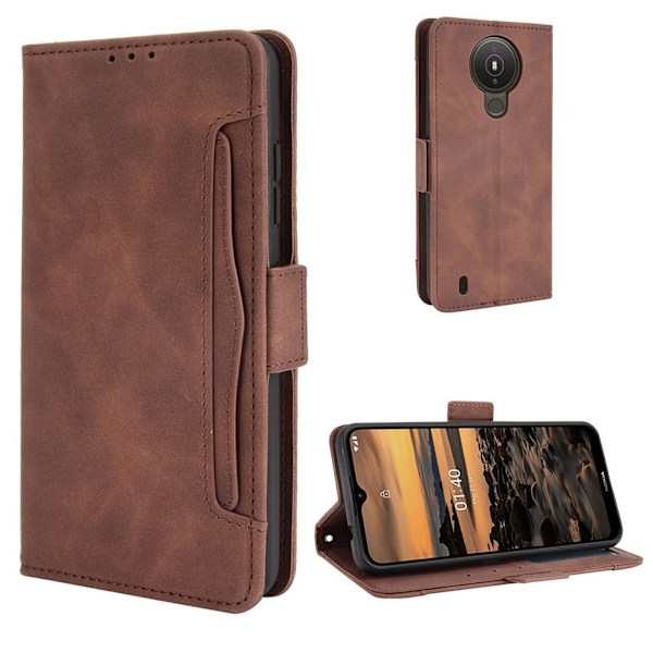 Modern-styled Lær Lommebok Etui til Nokia 1.4 - Brun Brown
