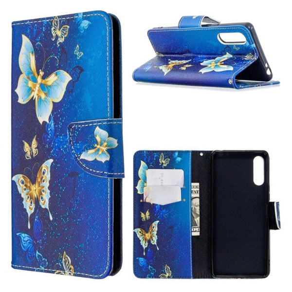Wonderland Sony Xperia L4 kotelot - Sininen ja Kulta Perhoset Multicolor