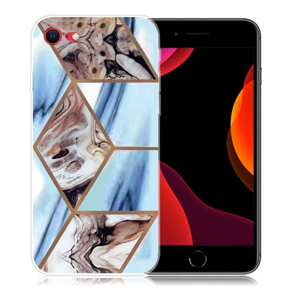 Marmormotiv iPhone SE 2020 / iPhone 7 skal - Himmelsblå Och Brun Marmor multifärg