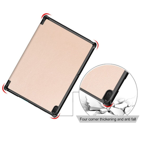 Lenovo Tab E10 stødabsorberende læder flip etui - Guld Gold