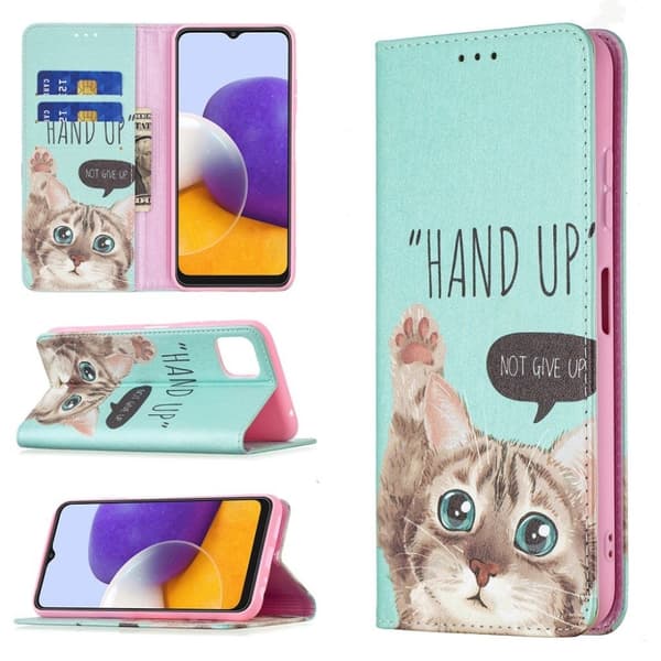 Wonderland Samsung Galaxy A22 5G Flippetui - Katt Multicolor