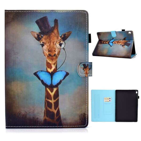 Lenovo Tab M10 Cool Mønster Lær Flippetui - Sjiraff og Sommerfugl Multicolor