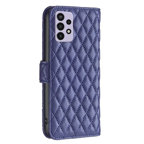 Rombemønster, matt flip-deksel for Samsung Galaxy A72 5G - Blå Blue