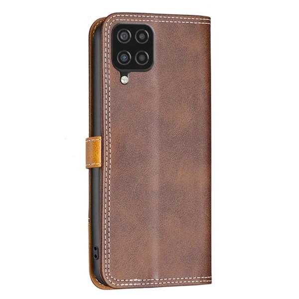 BINFEN tvåfärgat läder Samsung Galaxy A12 5G fodral - Brun Brun