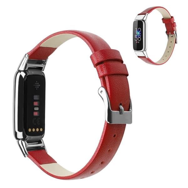 Fitbit Luxe urrem i ægte læder - Rød / Størrelse: S Red