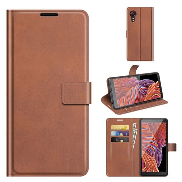 Wallet-style Lær Etui til Samsung Galaxy Xcover 5 - Kaffe Brown