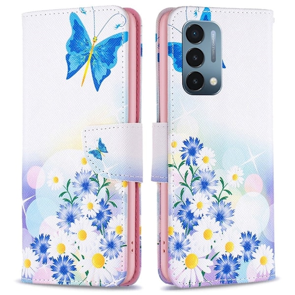 Wonderland OnePlus Nord N200 5G flip kuoret - Perhonen Ja Kukkia Pink