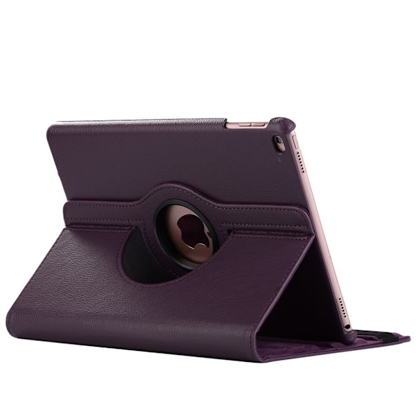 iPad (2017) (9.7") Litsi Pintainen Nahkakotelo Kääntyvällä Standillä - Violetti Purple