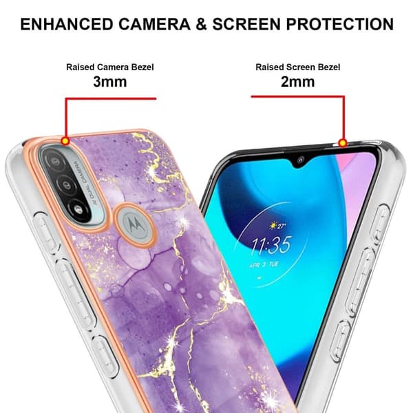 Marble Motorola Moto E30 / E20 / E40 Etui - Lilla Klinkekule Haze Purple