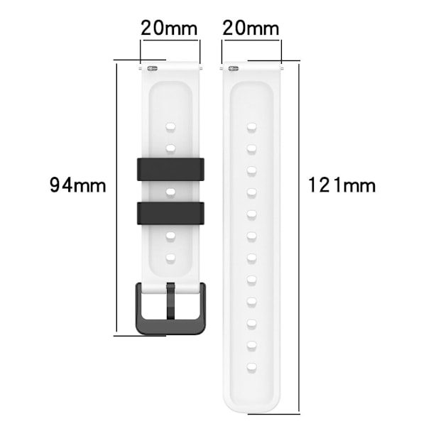 20 mm universal urrem i silikone med dobbelt farve og huller - Sort / Rød Red