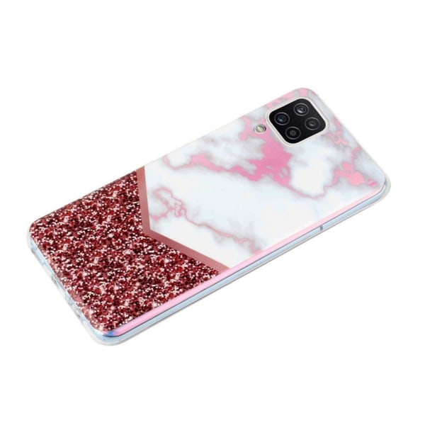 Marble Samsung Galaxy A12 5G Etui - Hvid Marmor og Glitter White