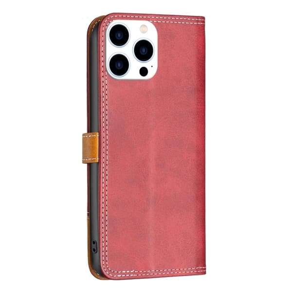 BINFEN kaksivärinen nahkakotelo iPhone 14 Pro - Punainen Red