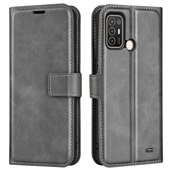 Lompakko Nahkakotelo For ZTE Blade A52 - Harmaa Silver grey