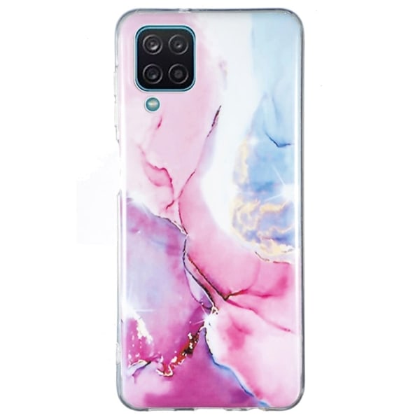 Marble Samsung Galaxy A12 5G Etui - Lyserød / Blå Multicolor
