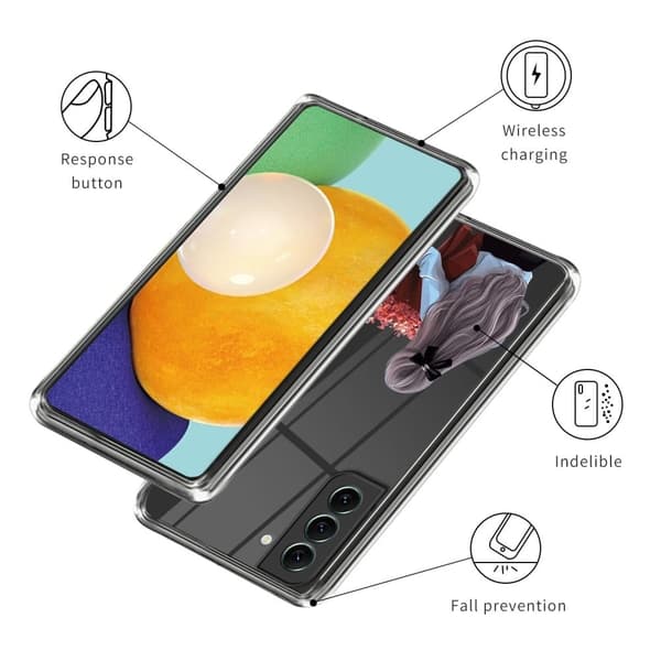 Deco Samsung Galaxy S23 Etui - Jente med Blomst / Left Silver grey