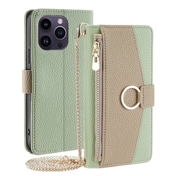 iPhone 15 Pro väskfodral i veganskt läder - Grön Grön
