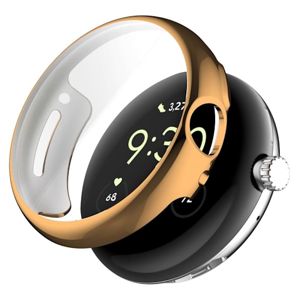 Google Pixel Watch galvaniseringscover med skærmbeskyttelse - Rødguld Pink
