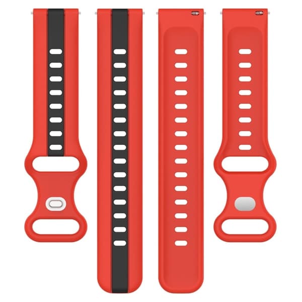 20 mm universel tofarvet silikone-urrem - Rød / Sort Red