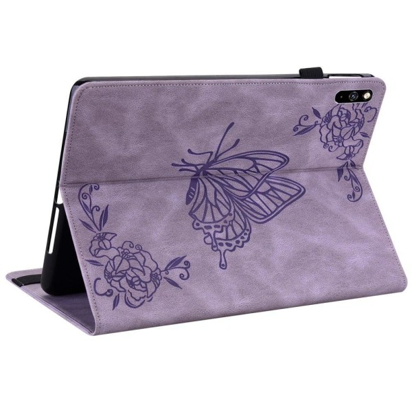 Huawei MatePad Pro 10.8 (2021) perhonen kukka kuvio nahkakotelo - Violetti Purple
